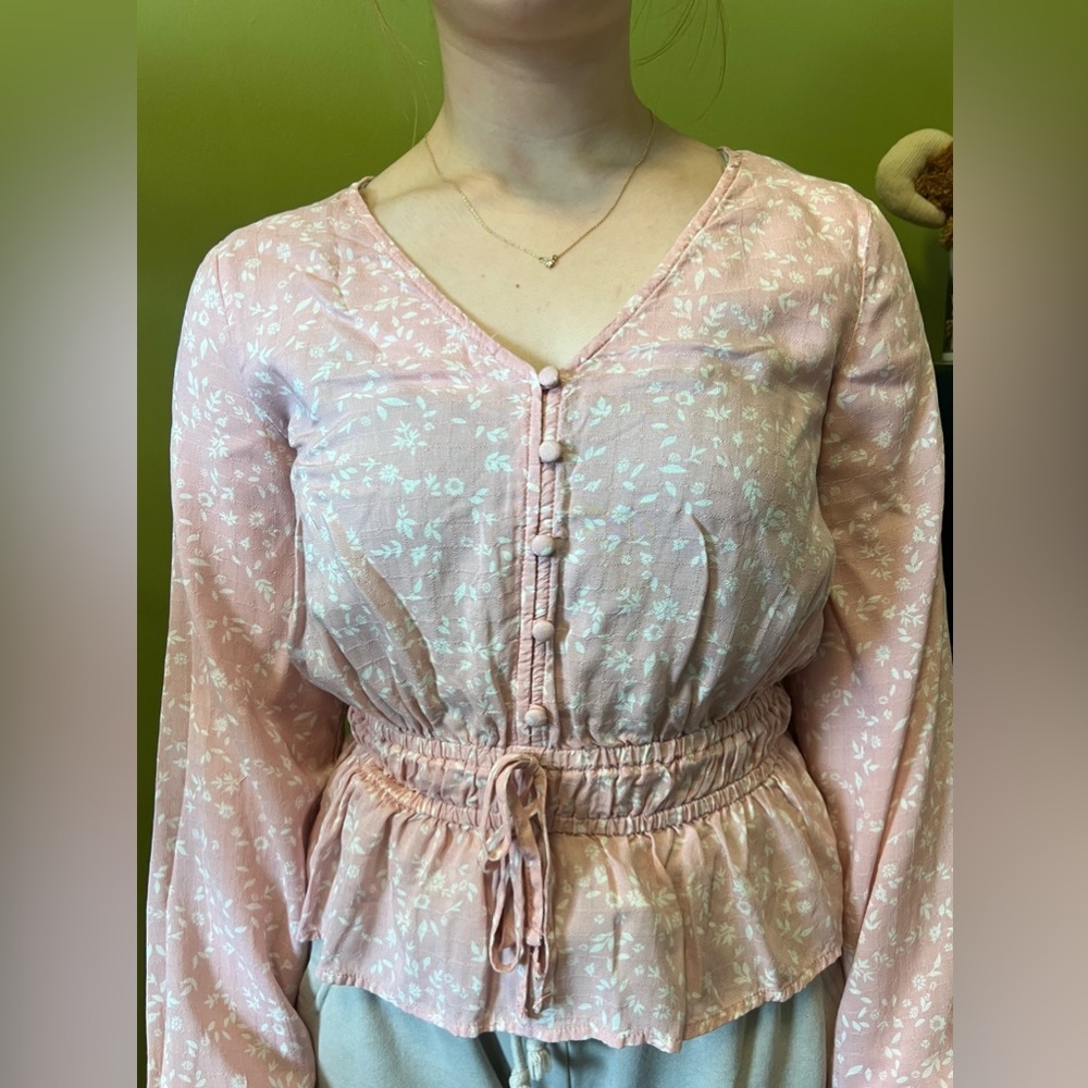 Planet Gold pink floral blouse